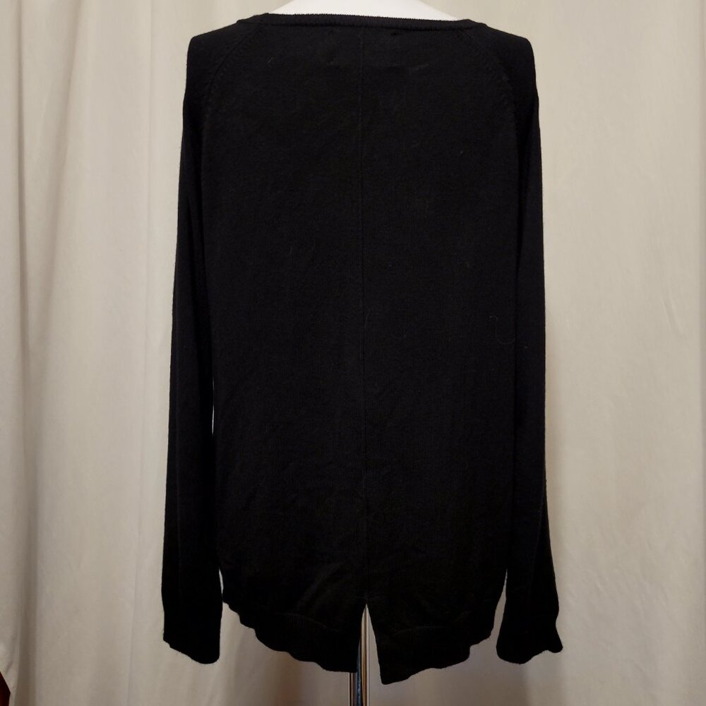 Zara Sweater Crew Neck Basic Black Split back 11-… - image 2